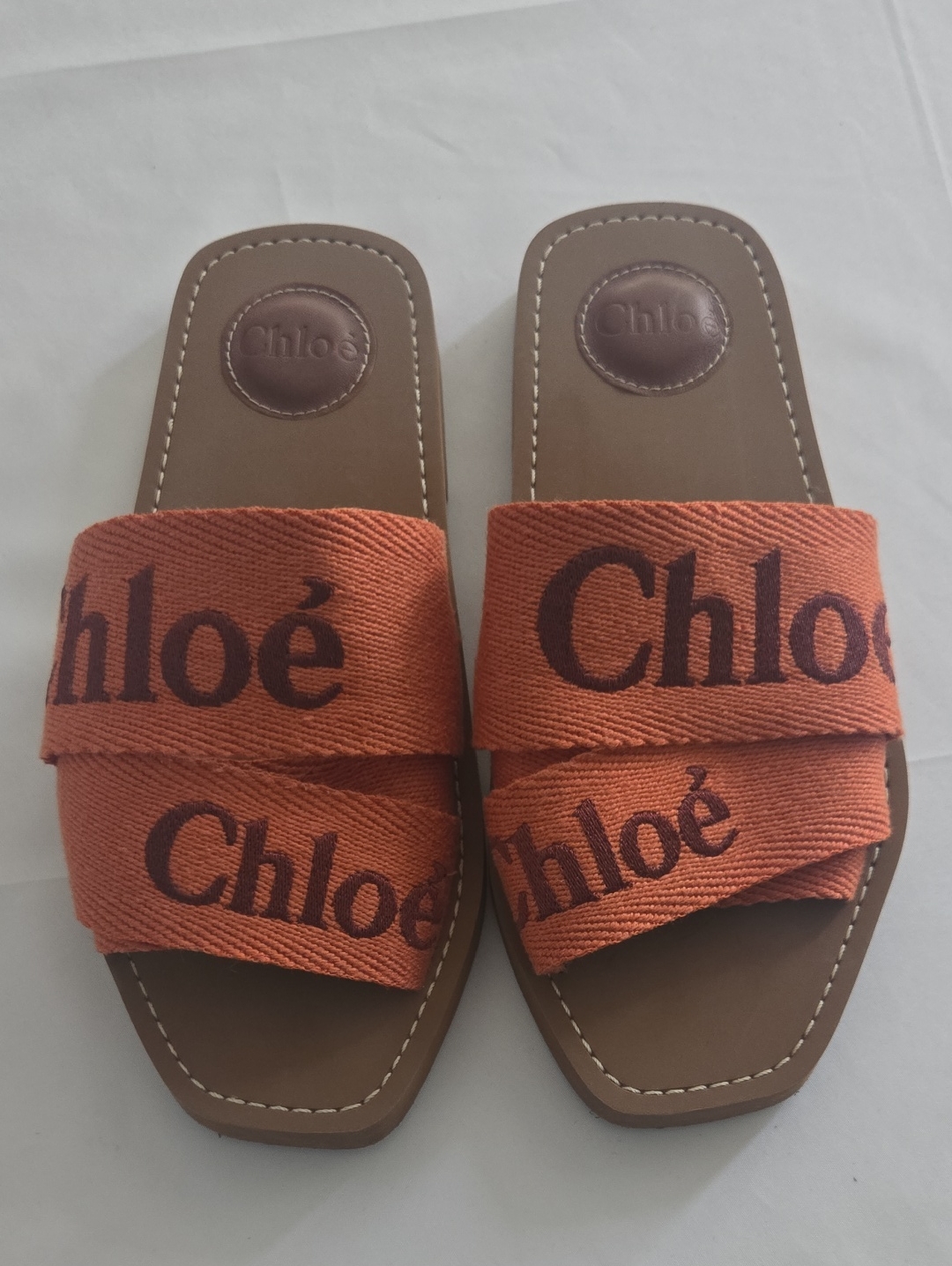 Chlo Orange Logo Slide Sandals
